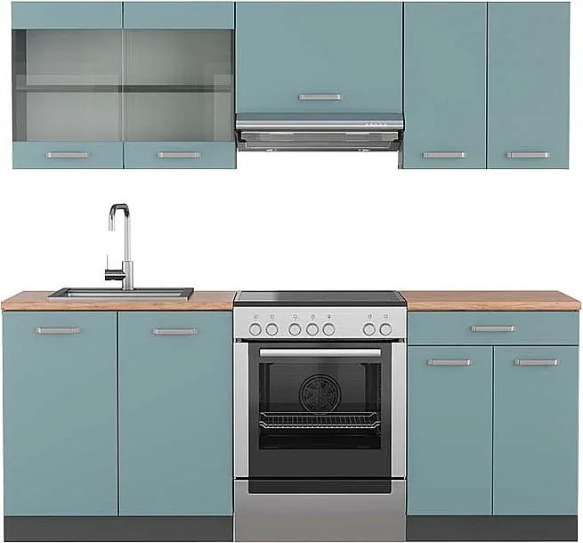 Aneks kuchenny niebiesko-szary/antracytowy 200x60x81.6 r-line