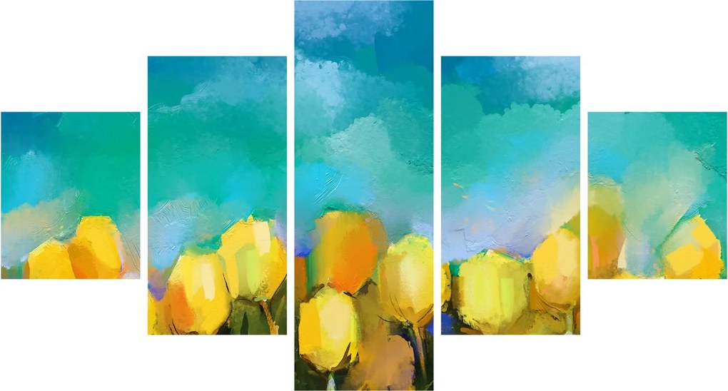 Obraz żółtych tulipanów (125x70 cm)
