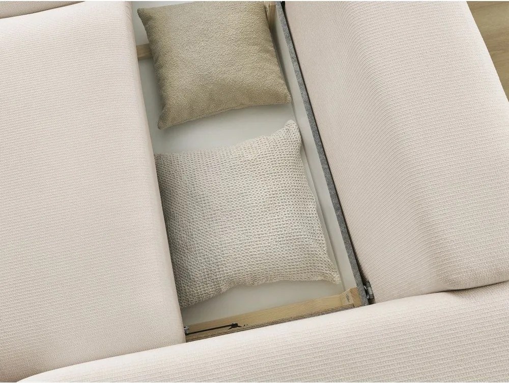 Beżowa rozkładana sofa ze schowkiem 265 cm Ezechiel – Bobochic Paris