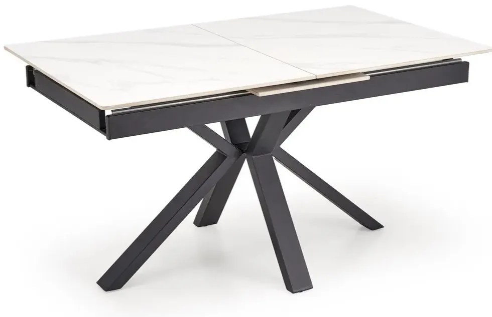 Stół rozkładany PLATAN 140(180)x85 biały marmur/czarny HALMAR