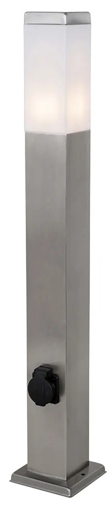 Lampa zewnętrzna stalowa 80 cm z gniazdkiem IP44 - Malios