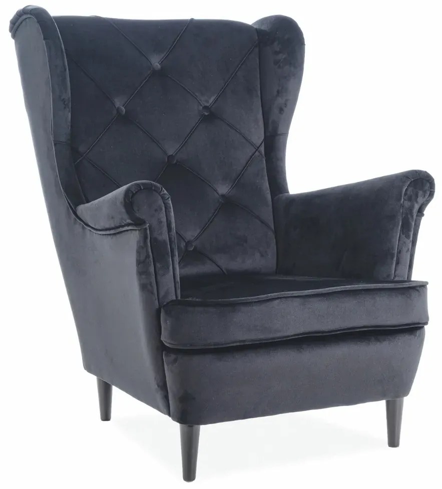 FOTEL LADY VELVET CZARNY BLUVEL 19 / WENGE SIGNAL
