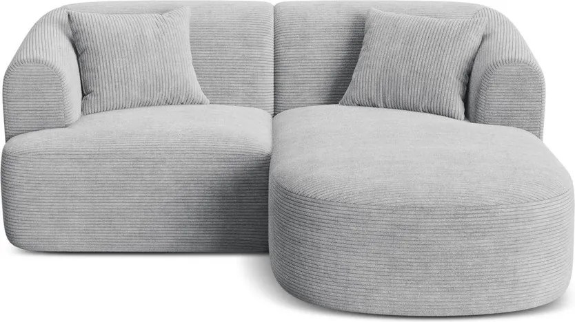 Jasnoszary sztruksowy narożnik (prawostronny/z szezlongiem) Campi – Cosmopolitan Design