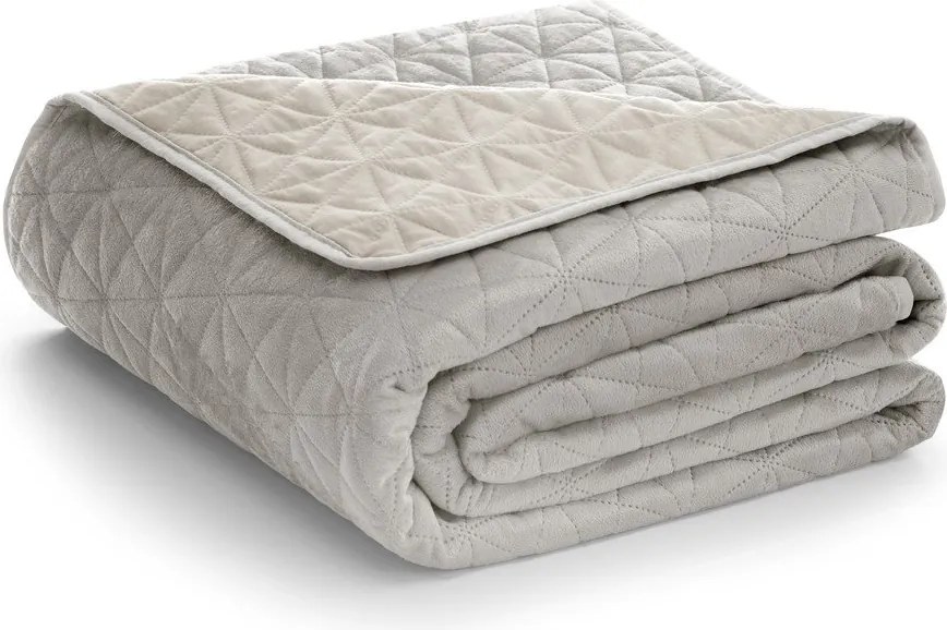 Szarobeżowa aksamitna narzuta pikowana 170x210 cm Laila – Restilo