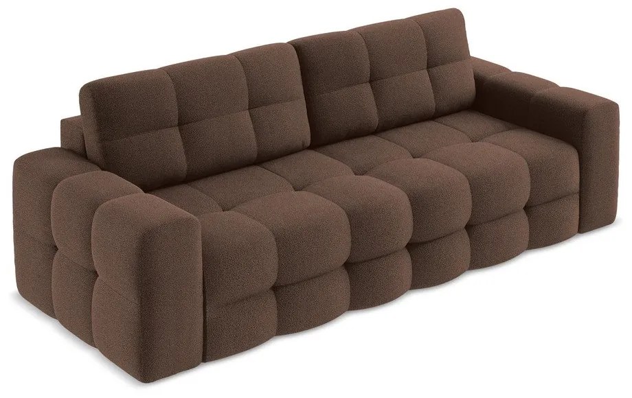 Brązowa rozkładana sofa z materiału bouclé 255 cm Milu – Makamii