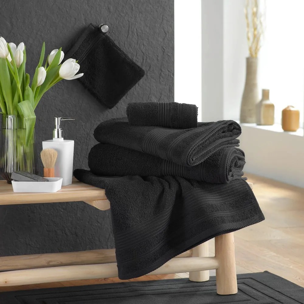 Czarny bawełniany ręcznik frotte 30x50 cm Tendresse – douceur d'intérieur