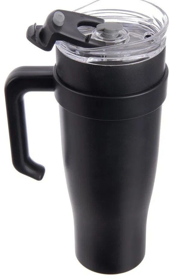 Czarny kubek termiczny ze słomką 1,2 l Termo – Orion