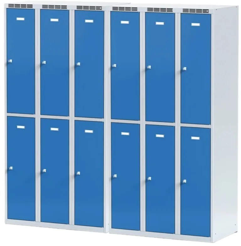 Alfa 3 Metalowa szafka skrytkowa S6, 6 schowków, 1800 x 900 x 500 mm, zamek obrotowy, drzwi ciemnoszare