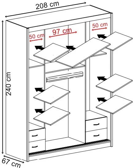 Szafa przesuwna 208 cm - Boden 3X Saturni