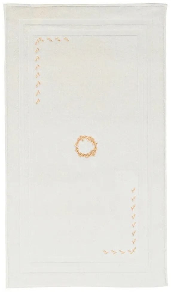Dywanik łazienkowy SEHZADE 50x90cm Śmietankowy / złoty haft