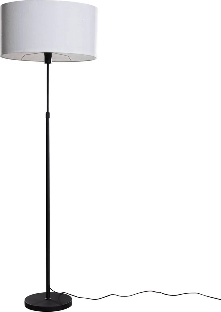 Lampa podłogowa czarna z owalnym abażurem lnianym białym 50cm - Parte