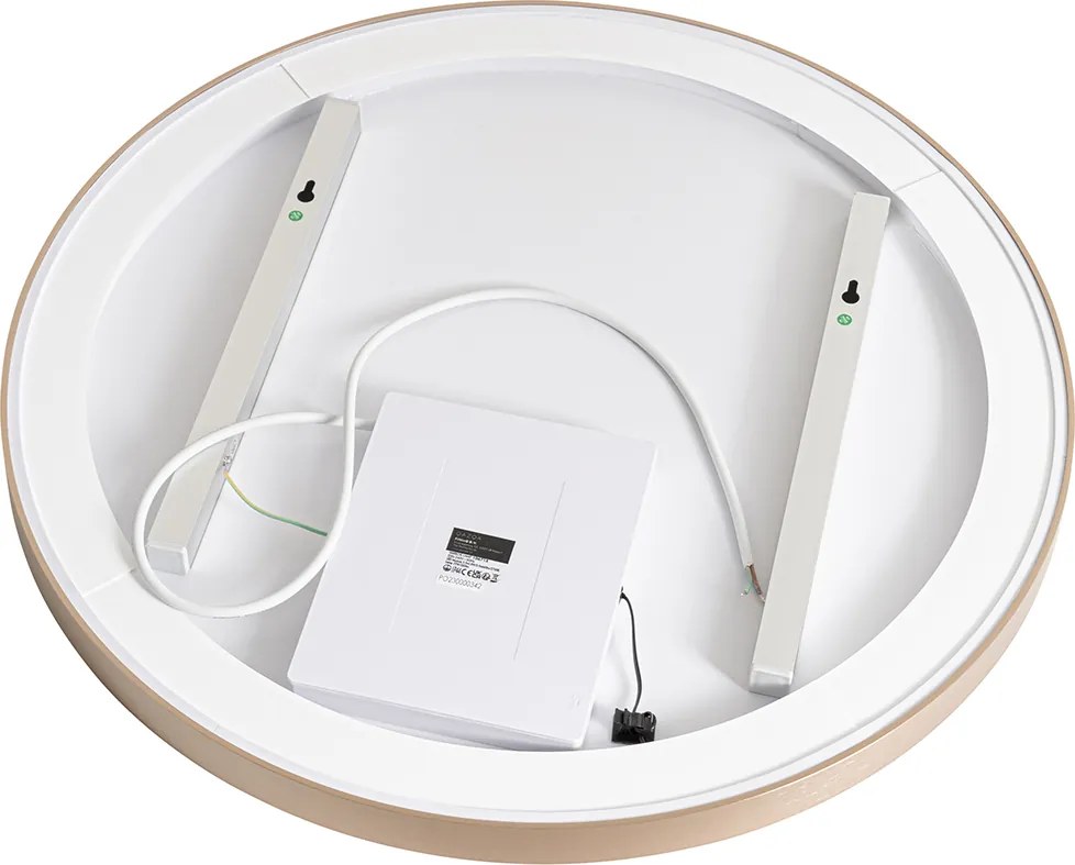 Lustro łazienkowe w kolorze różowego złota 70 cm z LED, 3-stopniowe ściemnianie dotykowe, okrągłe - Miral