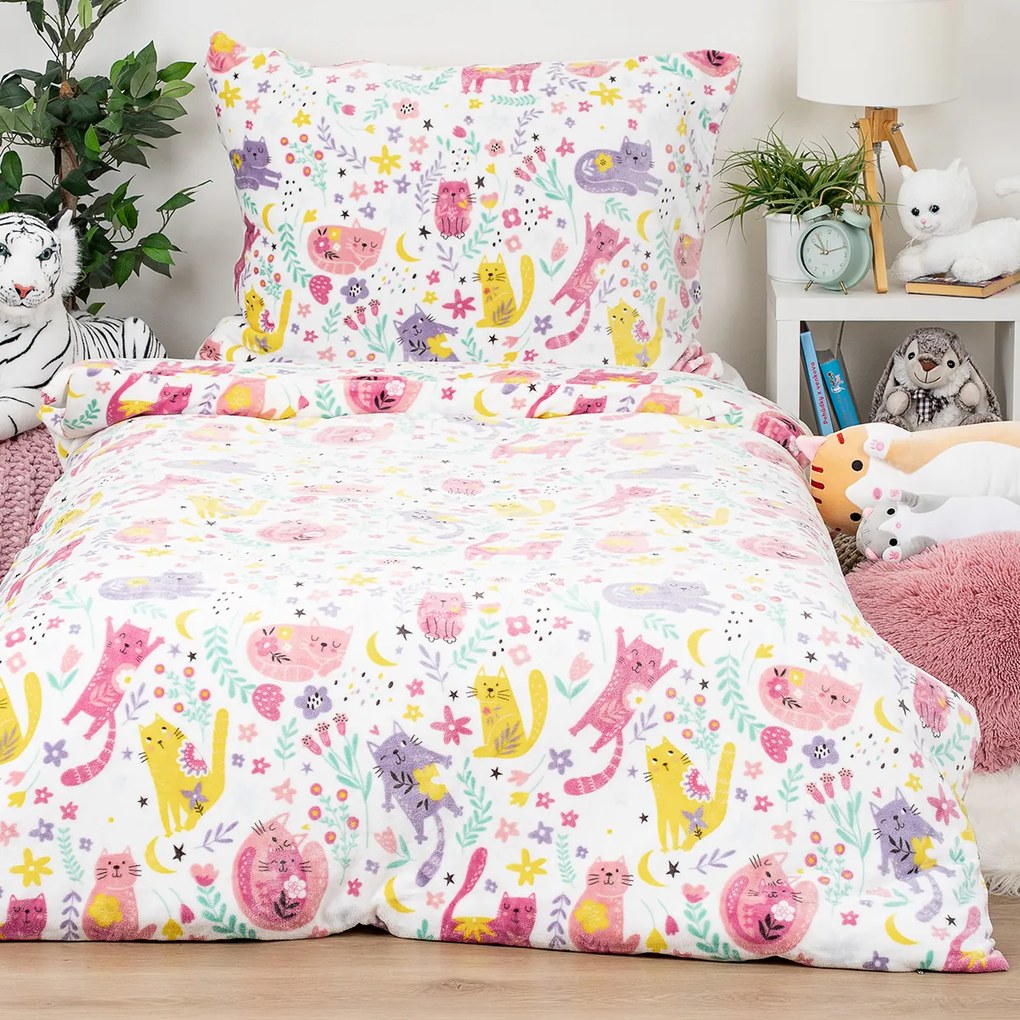 4Home Pościel mikroflanela Playful Paws, 160 x 200 cm, 70 x 80 cm