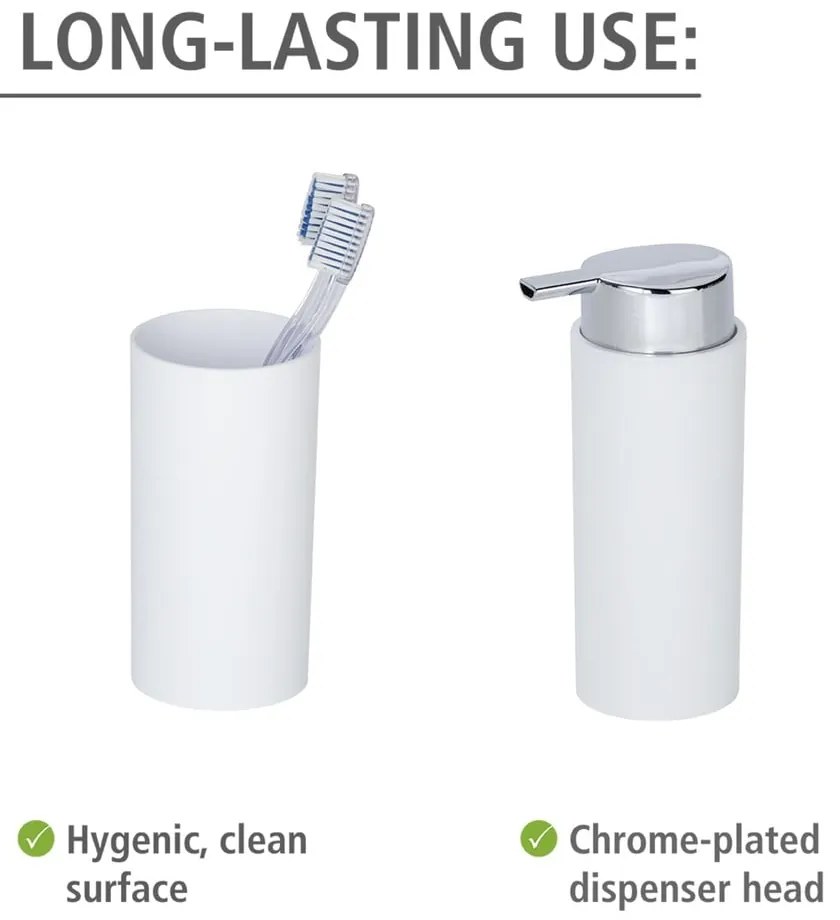 Biały plastikowy zestaw akcesoriów łazienkowych Calvo – Wenko