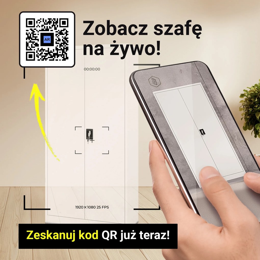 Szafa biurowa na dokumenty z 4 półkami biała, 900x1850x400 mm: JAN
