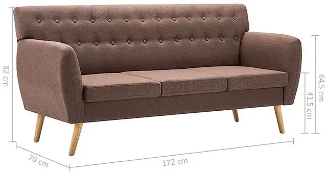 3-osobowa brązowa sofa pikowana - Elia
