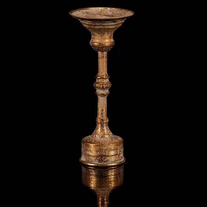 Metalowy świecznik na podstawie Candela 23 cm,złoty, 23 cm