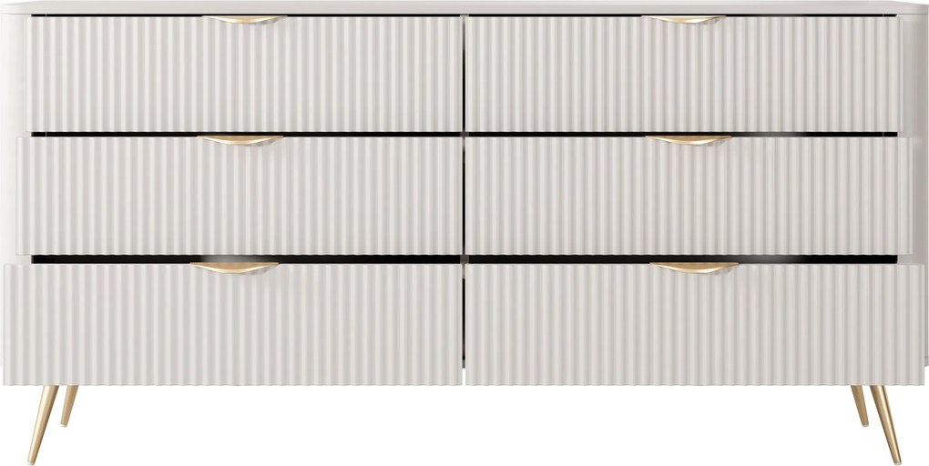 Komoda LANTANA 163 cm do Salonu Sypialni 6 Szuflad Odcienie beżu
