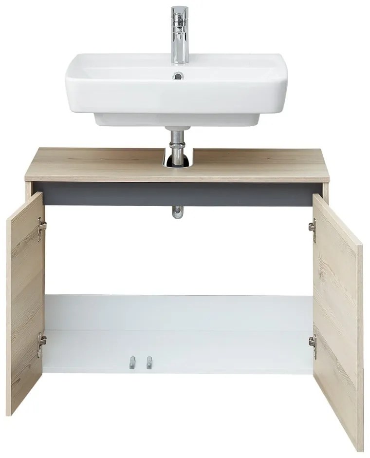 Wisząca szafka bez umywalki w dekorze sosny w naturalnym kolorze 53x80 cm Quickset 393 – Pelipal