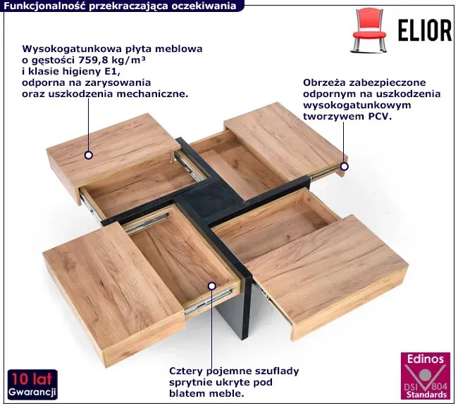 Kwadratowa ława z szufladami - Ensold
