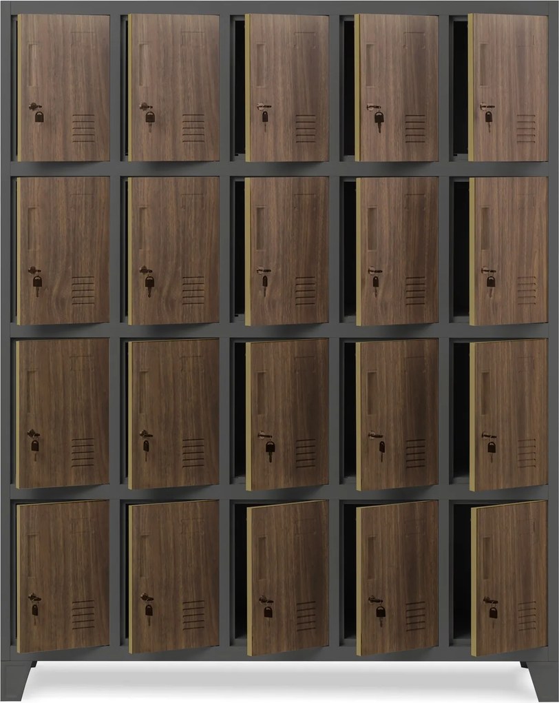 Szafa BHP 20-skrytkowa 136x45x172 cm Eco Design Robert antracyt/orzech