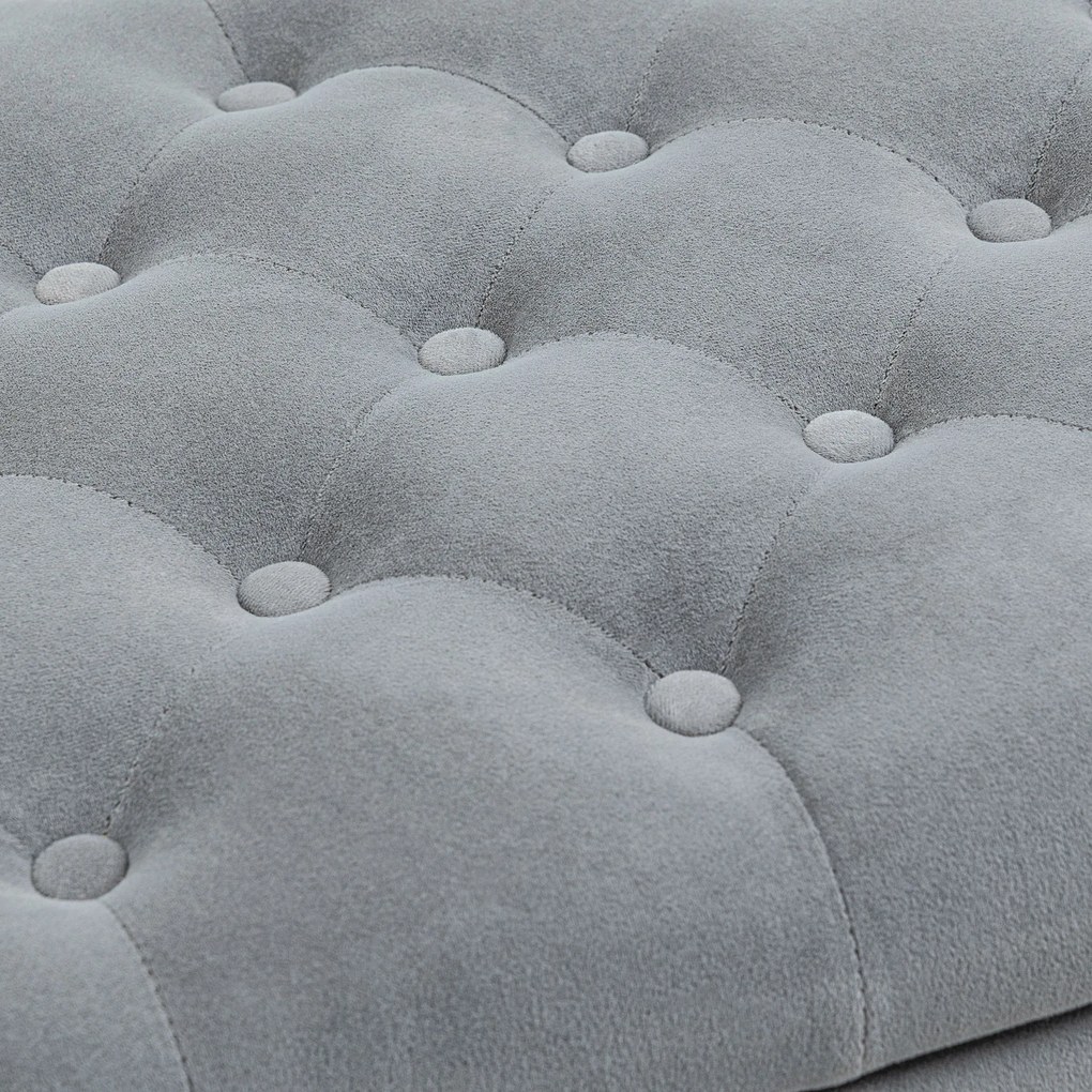 HOMCOM Ławka Tapicerowana z Przyciskami, Welurowa, 126 cm x 48,5 cm x 57 cm, Szary