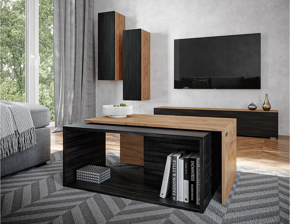 Stolik kawowy / Ława zestaw 2 szt. – 90 x 48 x 40 cm, Nowoczesny stolik do salonu, Stolik przy sofie z miejscem do przechowywania, Stolik w stylu gniazdowym