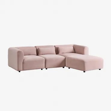 Fogler 3-częściowa Modułowa Sofa Z Pufem Sztruksu Wino Różowe - Sklum