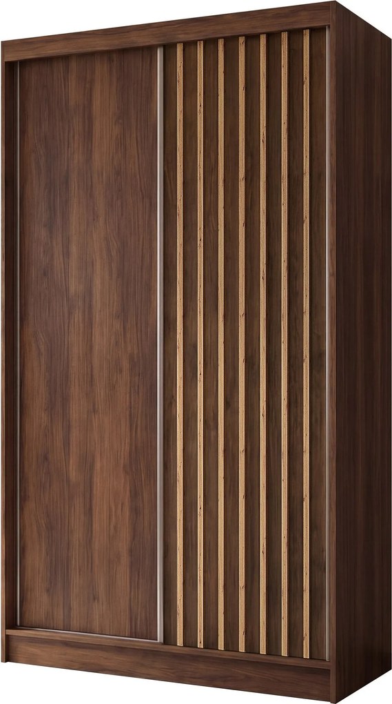 Szafa LAMELLO - Orzech / Lamele Dąb artisan / Bez lustra / 2 szuflady / 120 cm