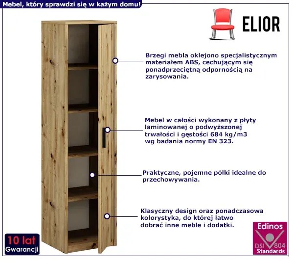 Wysoki regał z drzwiczkami dąb artisan E3-K84