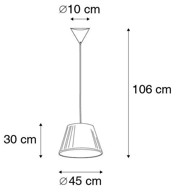 Lampa wisząca Retro kremowa 45cm - Plisse Retro Oswietlenie wewnetrzne