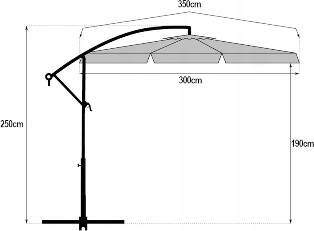 Składany parasol ogrodowy ARCADIA 300 cm, szary