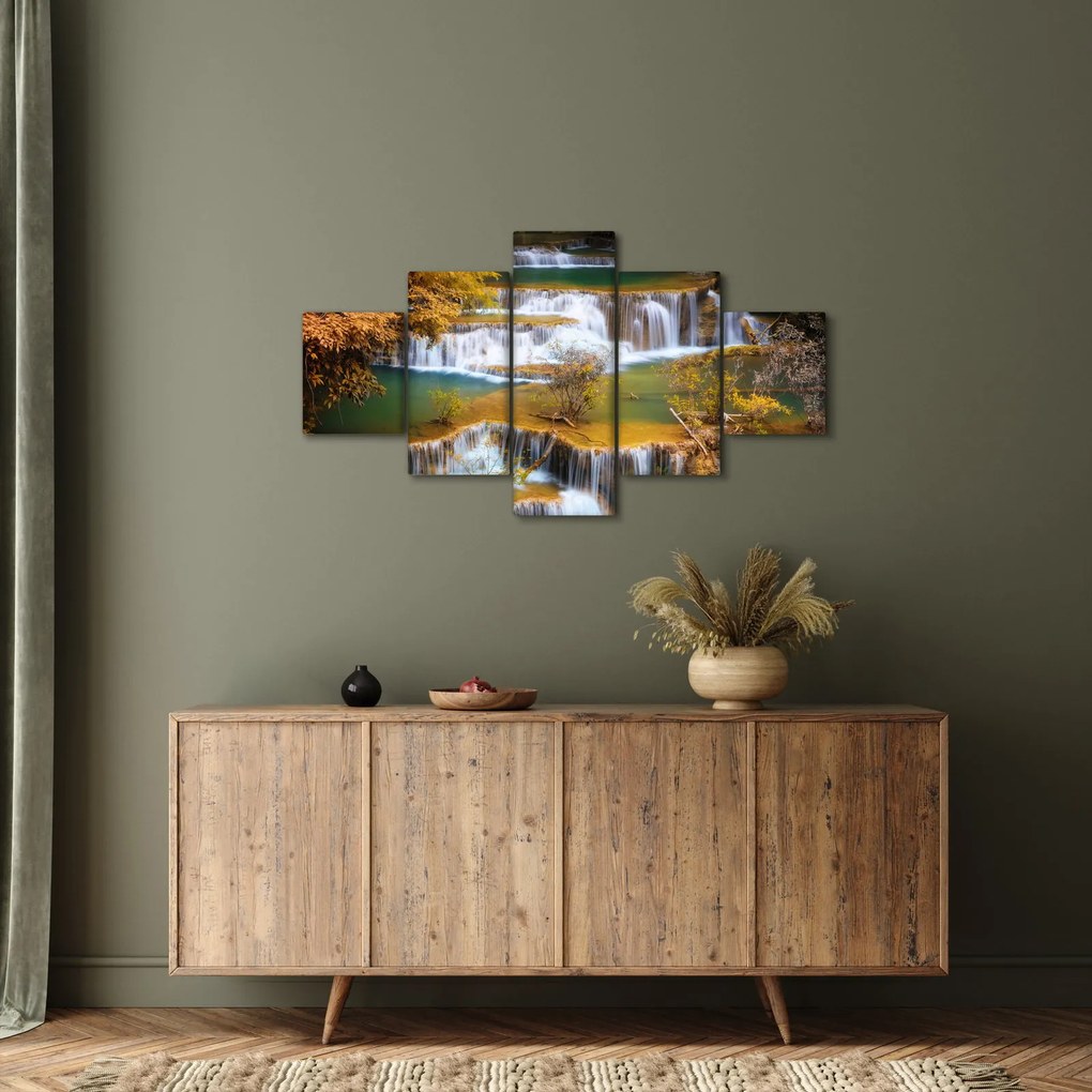 Obraz - Wodospady Huay Mae Khamin, Tajlandia (125x70 cm)