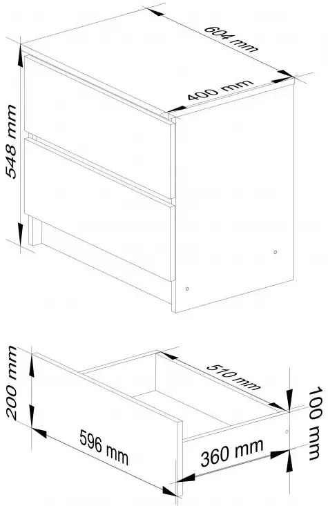 Mini komoda z szufladami dąb sonoma + biały - Morgana 3X