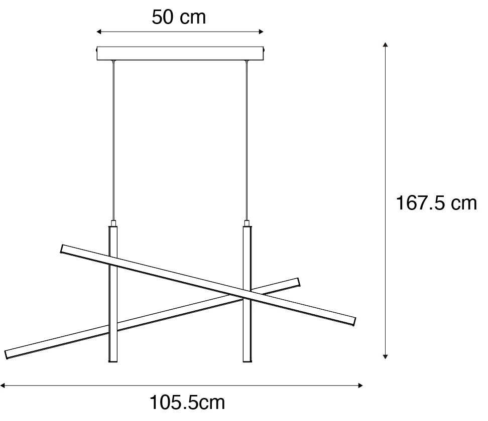 Designerska lampa wisząca X czarna ze złotem z LED z 3-stopniową regulacją - Joy Nowoczesny Oswietlenie wewnetrzne