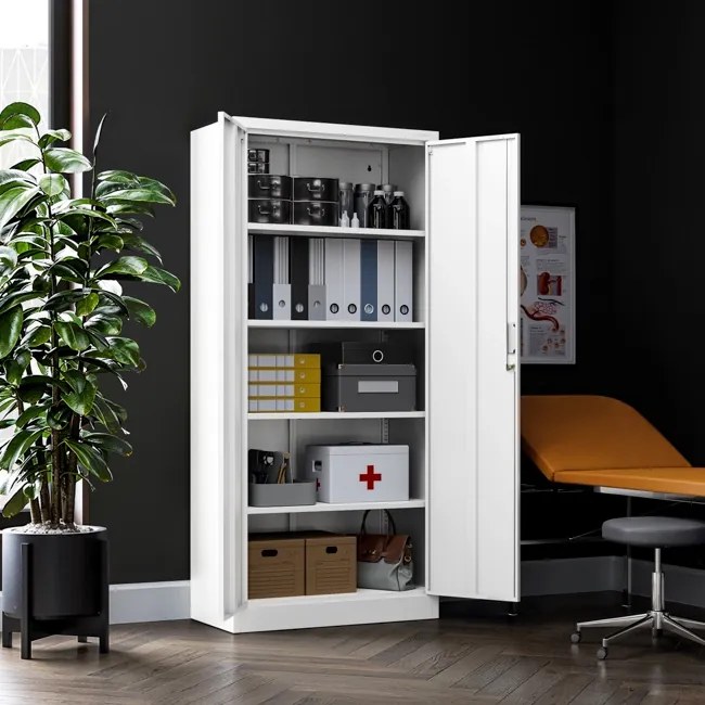 Szafa metalowa biurowa z 4 półkami biała, 1750x800x400 mm: JAN Compact