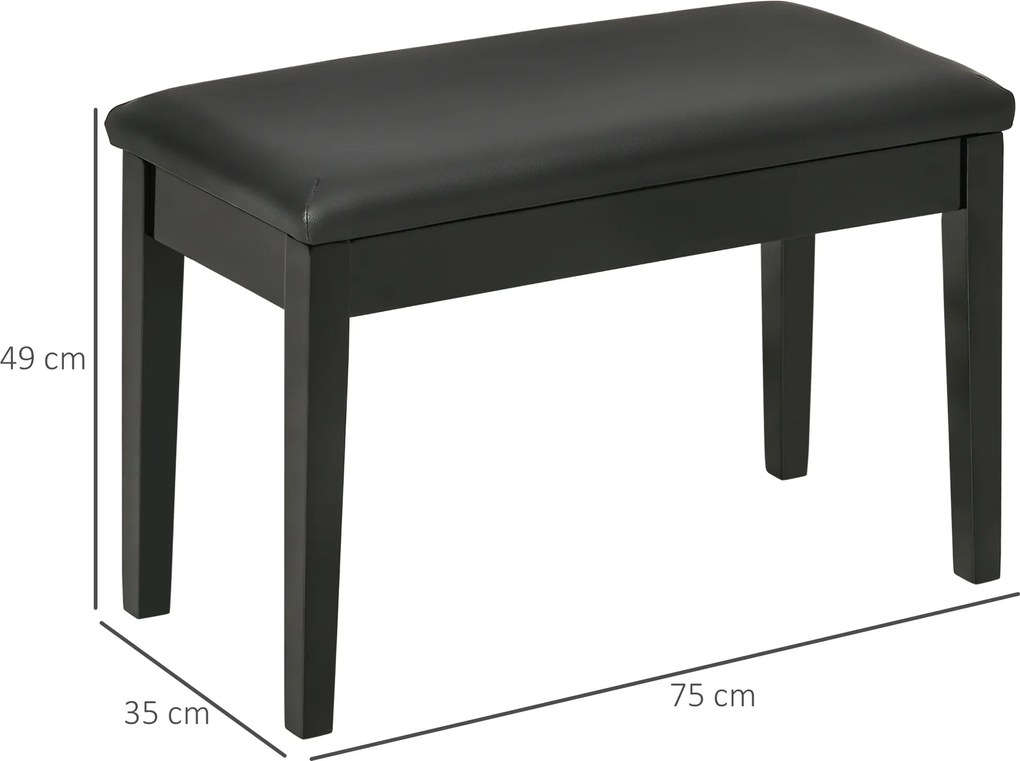 HOMCOM Taboret Pianinowy z Miejscem do Przechowywania Wytrzymały do 150kg Komfortowy i Stylowy Czarny | Aosom PL
