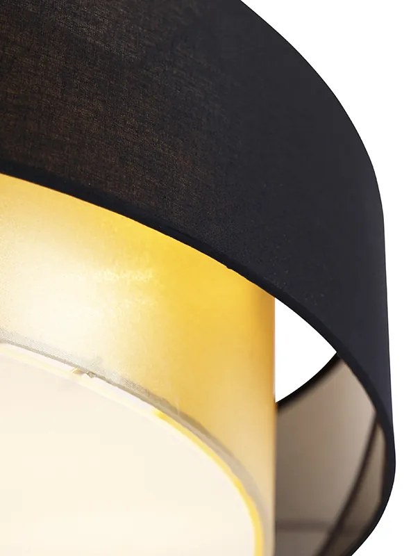 Nowoczesna lampa sufitowa czarna ze złotem 50 cm 3-światła - Drum Duo Nowoczesny Oswietlenie wewnetrzne