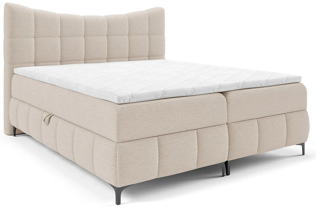 Beżowe pikowane łózko z pojemnikiem 5 rozmiarów N5-B47