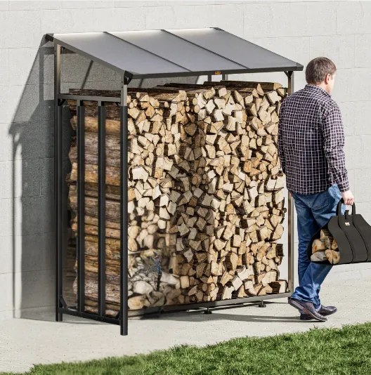 Wiata na drewno opałowe CORINA, 198x163x70 cm, antracyt/zielona Gardebruk