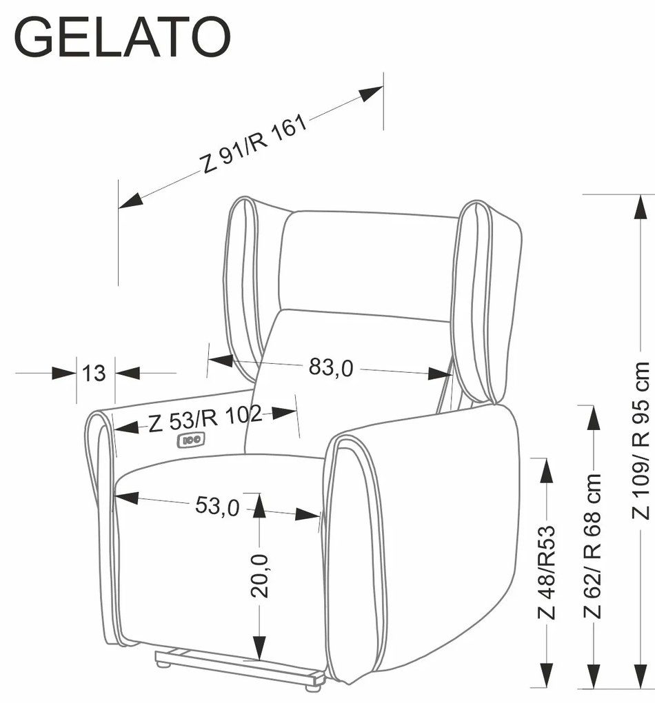 Fotel wypoczynkowy elektrycznie rozkładany beżowy GELATO