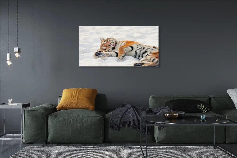 Fotoobraz na płótnie Zimowy Tygrys na Śniegu