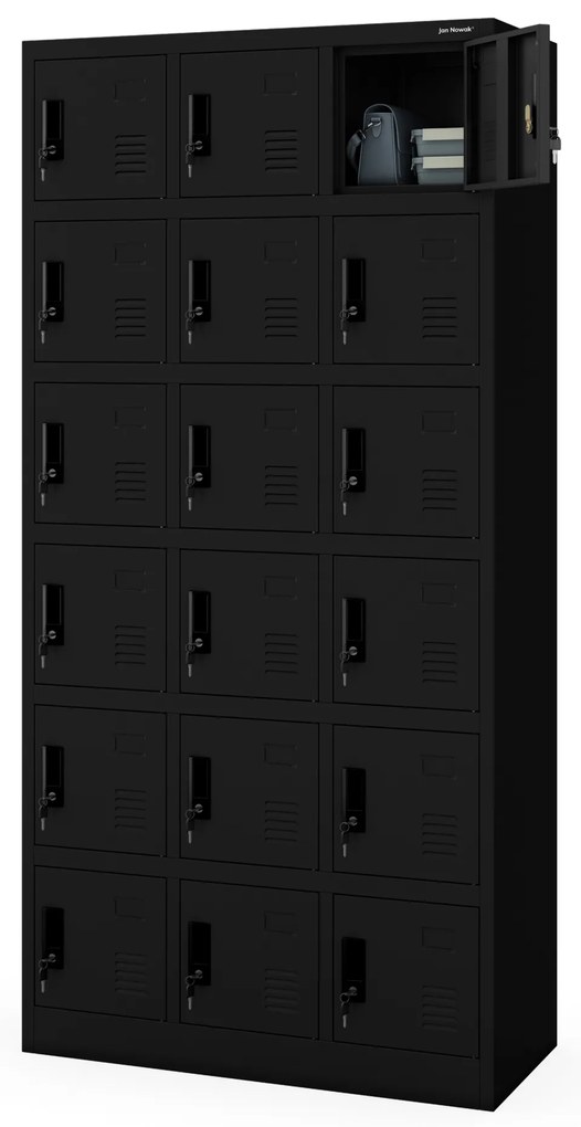 Skrytkowa szafa socjalna KAROL, 900 x 1850 x 400 mm, czarna