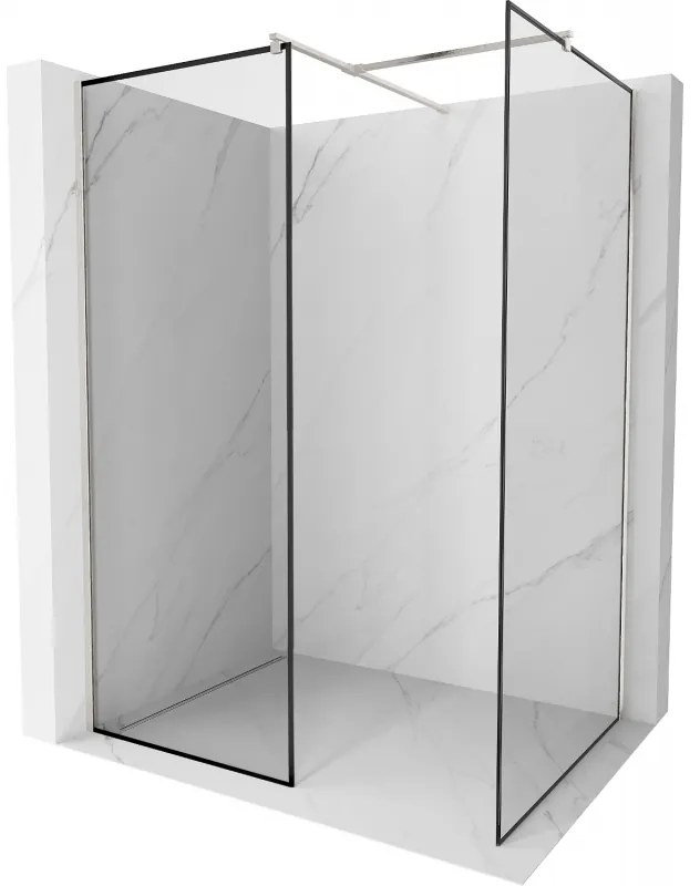Mexen Kioto ścianka prysznicowa Walk-in 130 x 90 cm, czarny wzór, nikiel szczotkowany - 800-130-202-97-70-090