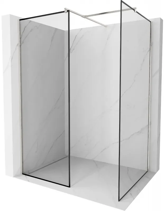 Mexen Kioto ścianka prysznicowa Walk-in 130 x 90 cm, czarny wzór, nikiel szczotkowany - 800-130-202-97-70-090