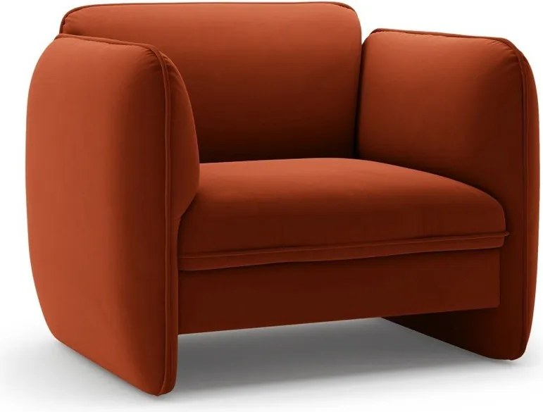 Ceglasty aksamitny fotel Georgia – Micadoni