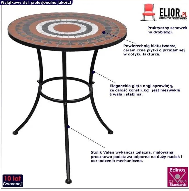 Stolik ogrodowy ceramiczny Osmo – terakota i biały