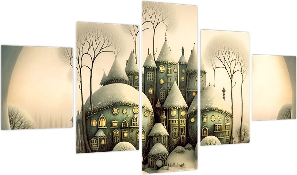 Obraz - Bajkowe domki (125x70 cm)