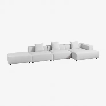 Sofa Modułowa Z Szezlongiem Narożnym Prawym 3-częściowym Z Pufem (↔︎450 Cm) Bruna Tkaniny Gris Glacial - Sklum