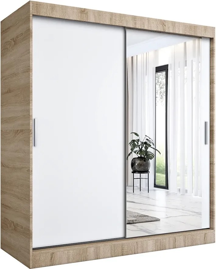 Szafa przesuwna dąb sonoma + biały 180 cm K5-W08